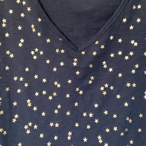 Kenar Navy V-neck Tee with Gold Foil Stars